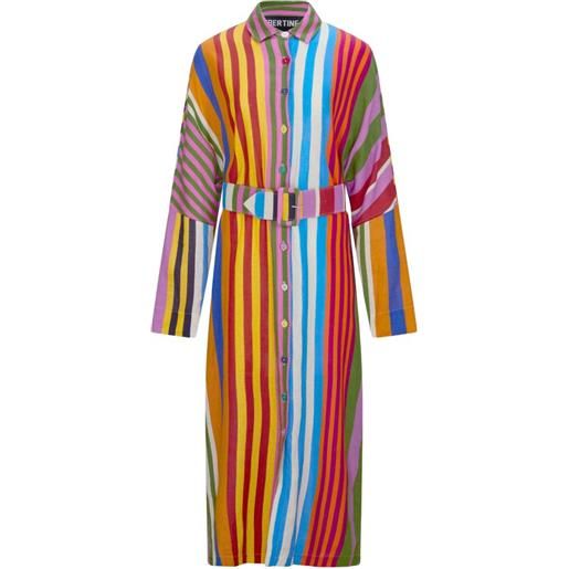 Libertine abito midi tangier a righe con cintura - rosa