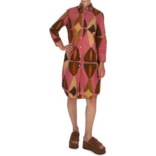 BASTONCINO | abito camicione geometrico rosa multicolor