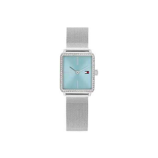 Tommy Hilfiger orologio con movimento al quarzo a due lancette da donna con cinturino in maglia metallica in acciaio inossidabile argentato - 1782789, blue