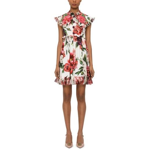 Dolce & gabbana pleated dress in elasticated silk cady fabric
