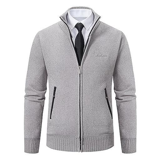 Duohropke cardigan da uomo con cappuccio felpa con chiusura lampo, maglione spesso interno felpa foderata in lana, cappotto invernale a maniche lunghe, giacca a vento, blu marino, xxxl