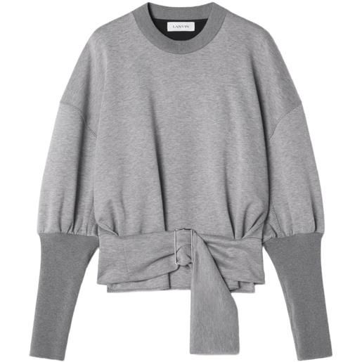 Lanvin felpa in jersey double-face con cintura - grigio