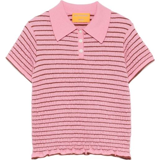 Guest In Residence polo aderente con punto smock - rosa