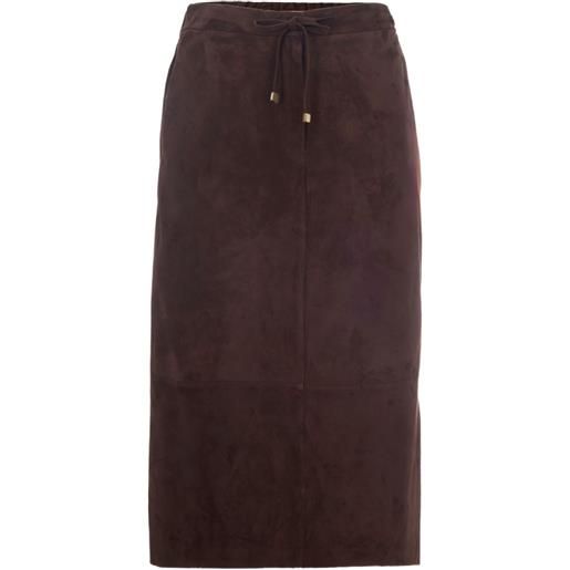 'S Max Mara gonna midi in pelle scamosciata con coulisse - marrone