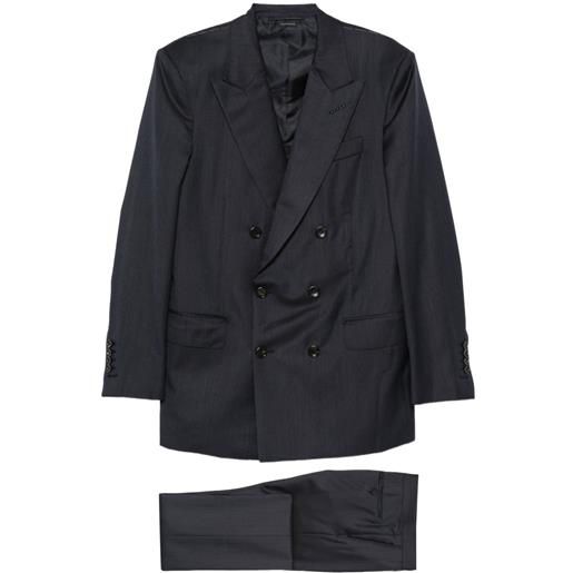 TOM FORD cappotto doppiopetto spigato - blu