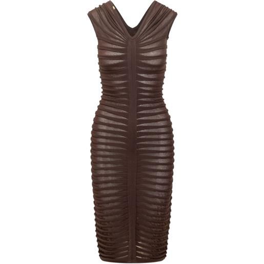 Elisabetta Franchi abito midi drappeggiato - marrone
