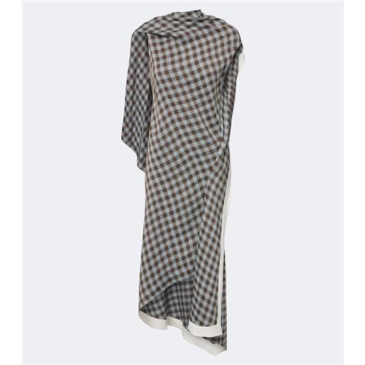 Loewe abito midi asimmetrico in crêpe a quadri