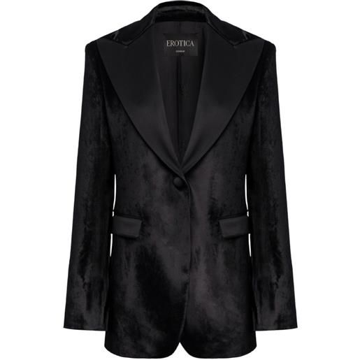 DONDUP blazer in velluto con revers a lancia - nero