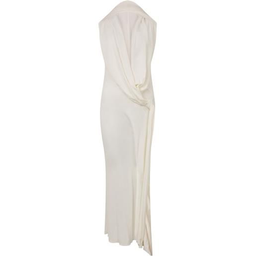Alberta Ferretti abito lungo drappeggiato - bianco
