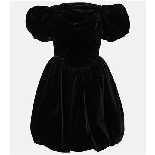 Simone Rocha miniabito in velluto con scollo bardot