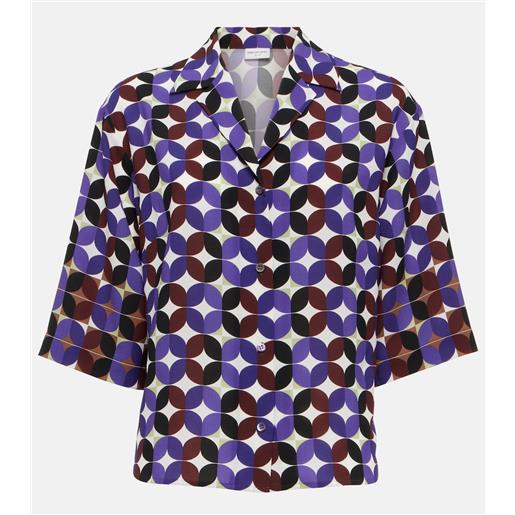 Dries Van Noten camicia bowling in crêpe con stampa
