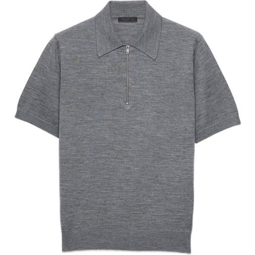 Prada polo in lana extrafine pettinata - grigio