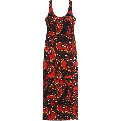 DRIES VAN NOTEN abito lungo in velluto - rosso