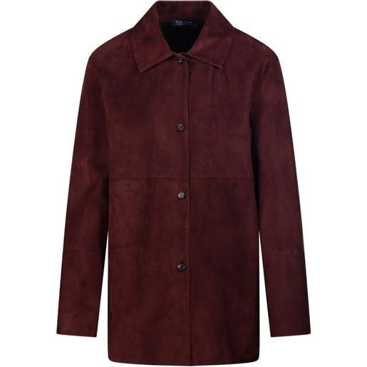 'S Max Mara cappotto in pelle scamosciata con bottoni - rosso
