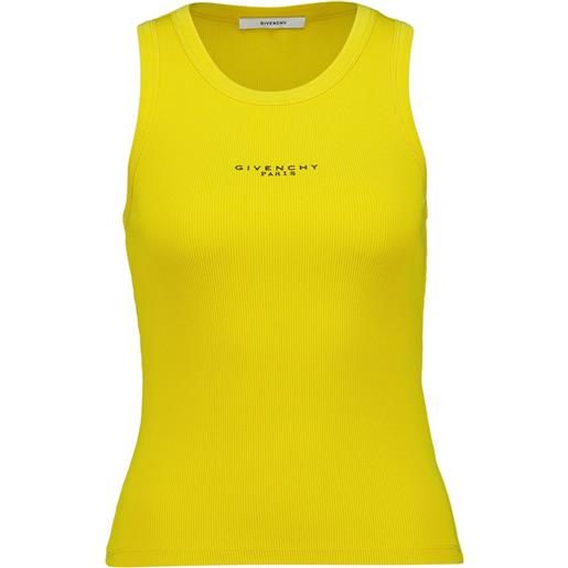 Givenchy canotta aderente in cotone con stampa Givenchy paris - giallo