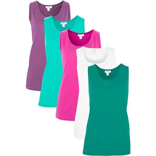 bonprix top lungo in puro cotone (pacco da 5)-verde