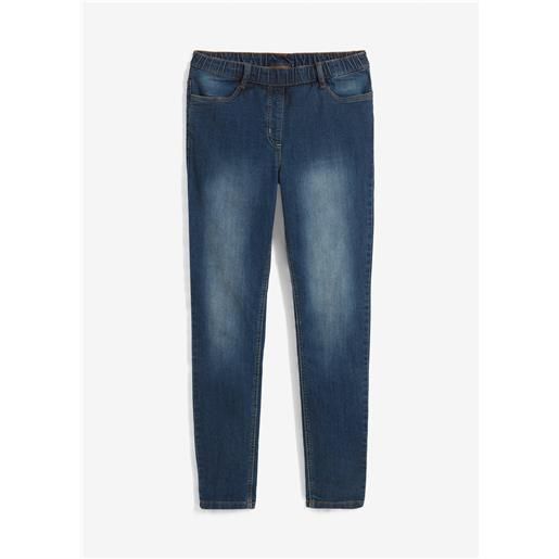 bonprix jeggings con bordo vita comodo, vita media-blu