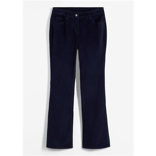 bonprix pantaloni bootcut in velluto a coste misto cotone-blu