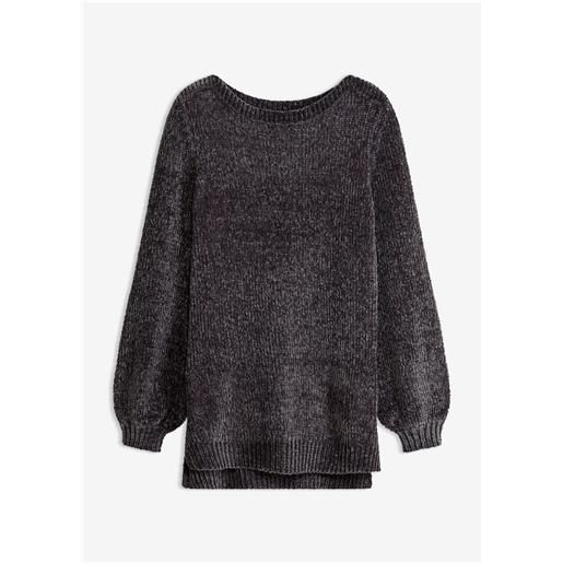 bonprix maglione lungo in ciniglia-grigio