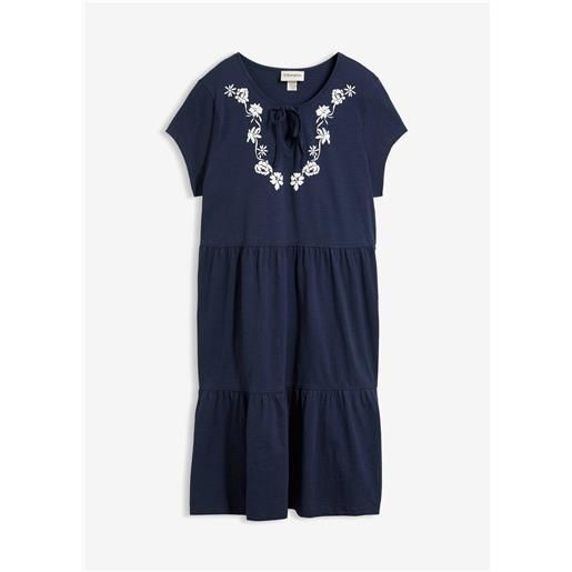 bonprix abito tunica in cotone a maniche corte-blu