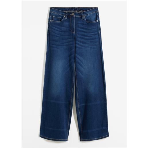 bonprix jeans wide leg con cinta comoda, vita media-blu