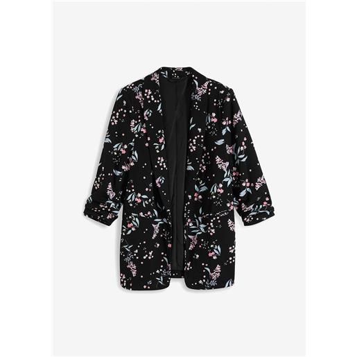 bonprix blazer lungo effetto neoprene-nero