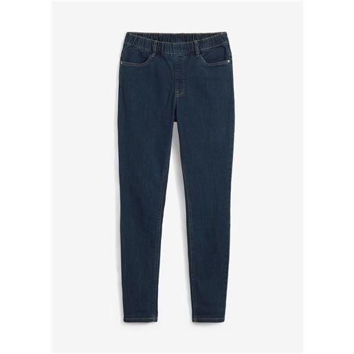 bonprix jeggings con girovita elasticizzato, vita alta-blu