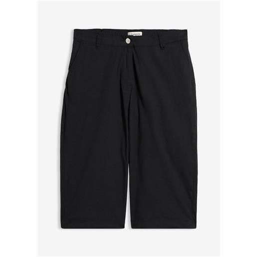 bonprix bermuda lunghi in misto cotone con elastico in vita-nero