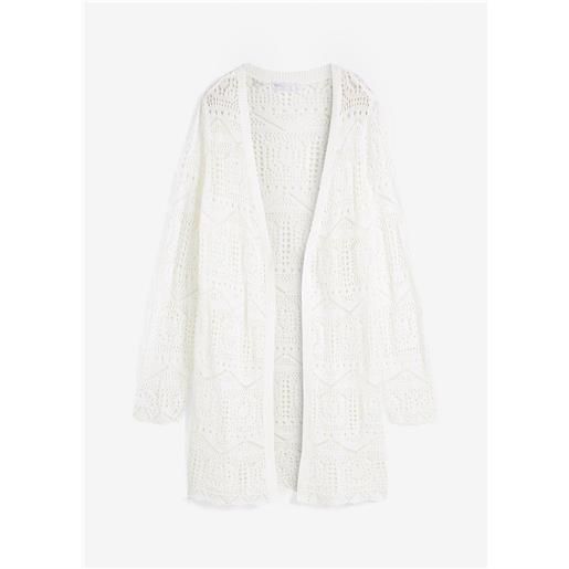 bonprix cardigan lungo traforato-bianco
