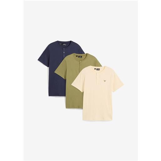bonprix maglia serafino in puro cotone biologico (pacco da 3)-verde