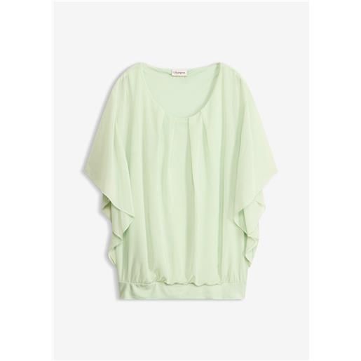 bonprix blusa in chiffon con canotta-verde
