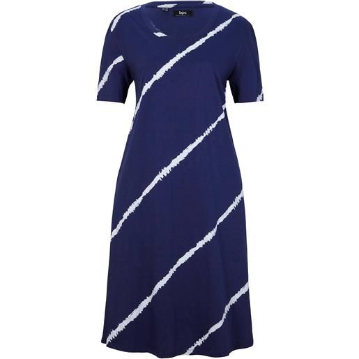 bonprix abito di jersey svasato al ginocchio in cotone biologico con tasche-blu
