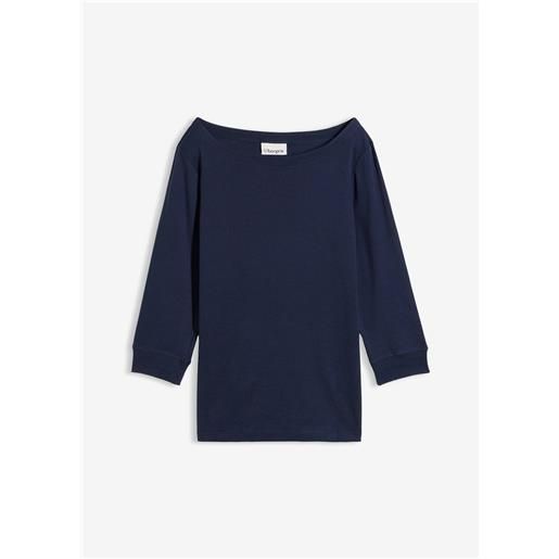 bonprix maglia a maniche lunghe in puro cotone biologico-blu