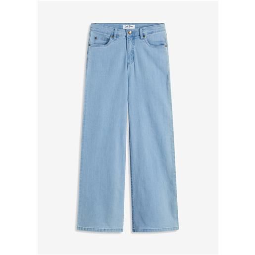bonprix jeans wide leg elasticizzati, vita media-blu