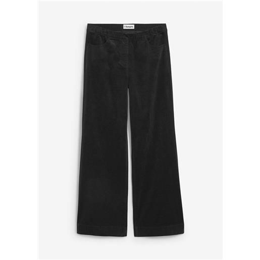 bonprix pantaloni in velluto a coste di misto cotone, vita alta-nero