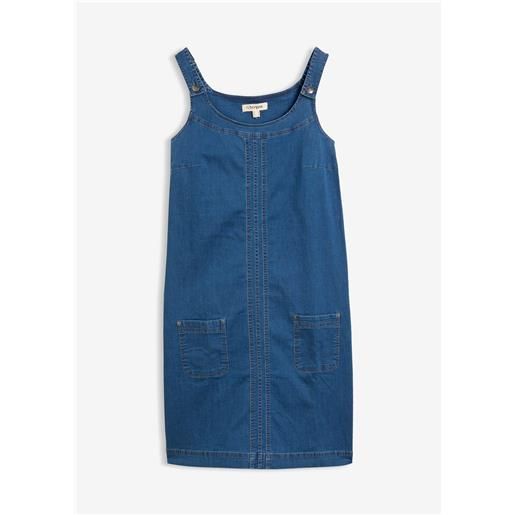 bonprix abito salopette al ginocchio in jeans di cotone-blu