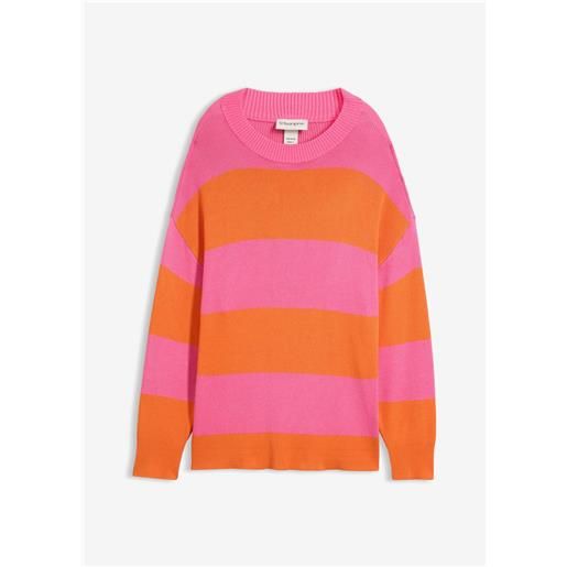 bonprix maglione in filato fine color block-fucsia