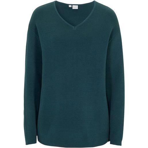 bonprix maglione a coste milano con scollo a v-petrolio