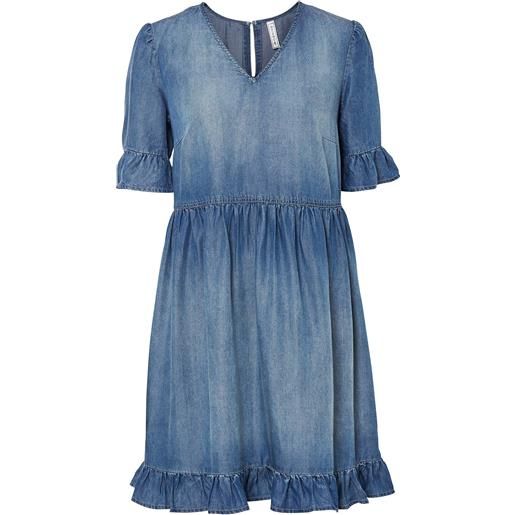 bonprix abito di jeans con volant in lyocell-blu