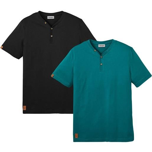 bonprix maglia serafino in puro cotone biologico (pacco da 2)-nero