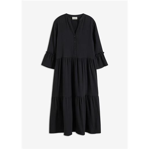 bonprix abito midi in mussola morbida-nero