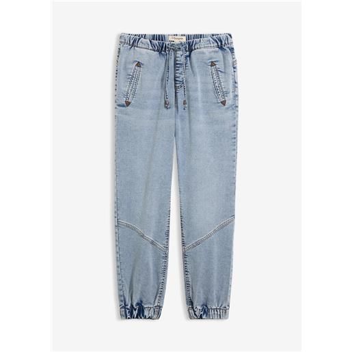 bonprix jogger di jeans elasticizzati, vita media-blu