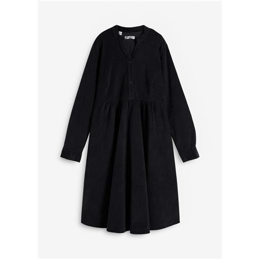 bonprix abito in velluto a coste di misto cotone elasticizzato-nero