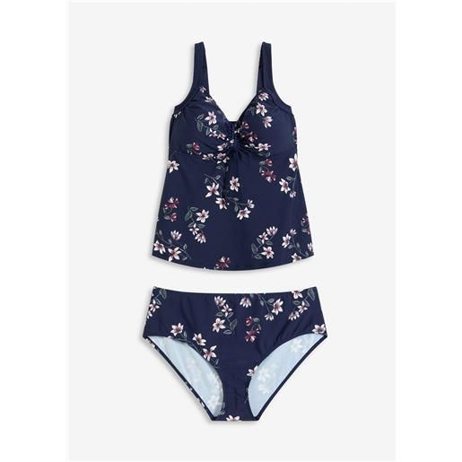 bonprix tankini con arricciatura (set 2 pezzi)-blu