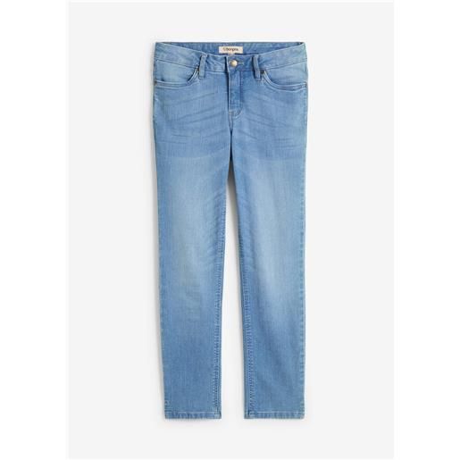 bonprix jeans elasticizzati cropped con spacchetti-blu