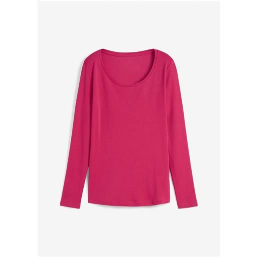 bonprix maglia a maniche lunghe in puro cotone biologico-fucsia