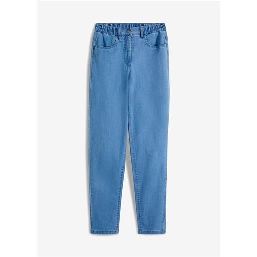 bonprix mom jeans elasticizzati, vita alta-blu