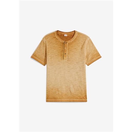 bonprix maglia serafino a maniche corte in puro cotone biologico effetto lavato-beige