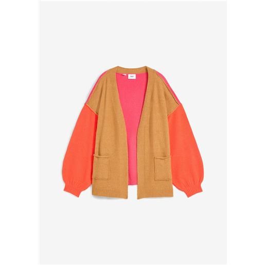 bonprix cardigan oversize con color blocking-marrone
