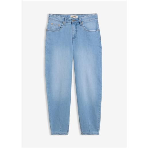 bonprix jeans barrel cropped, vita alta-blu